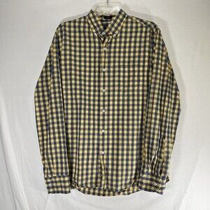 J.CREW Men's Flex Washed Slim Long Sleeve Cotton Blue Yellow Checked Size M